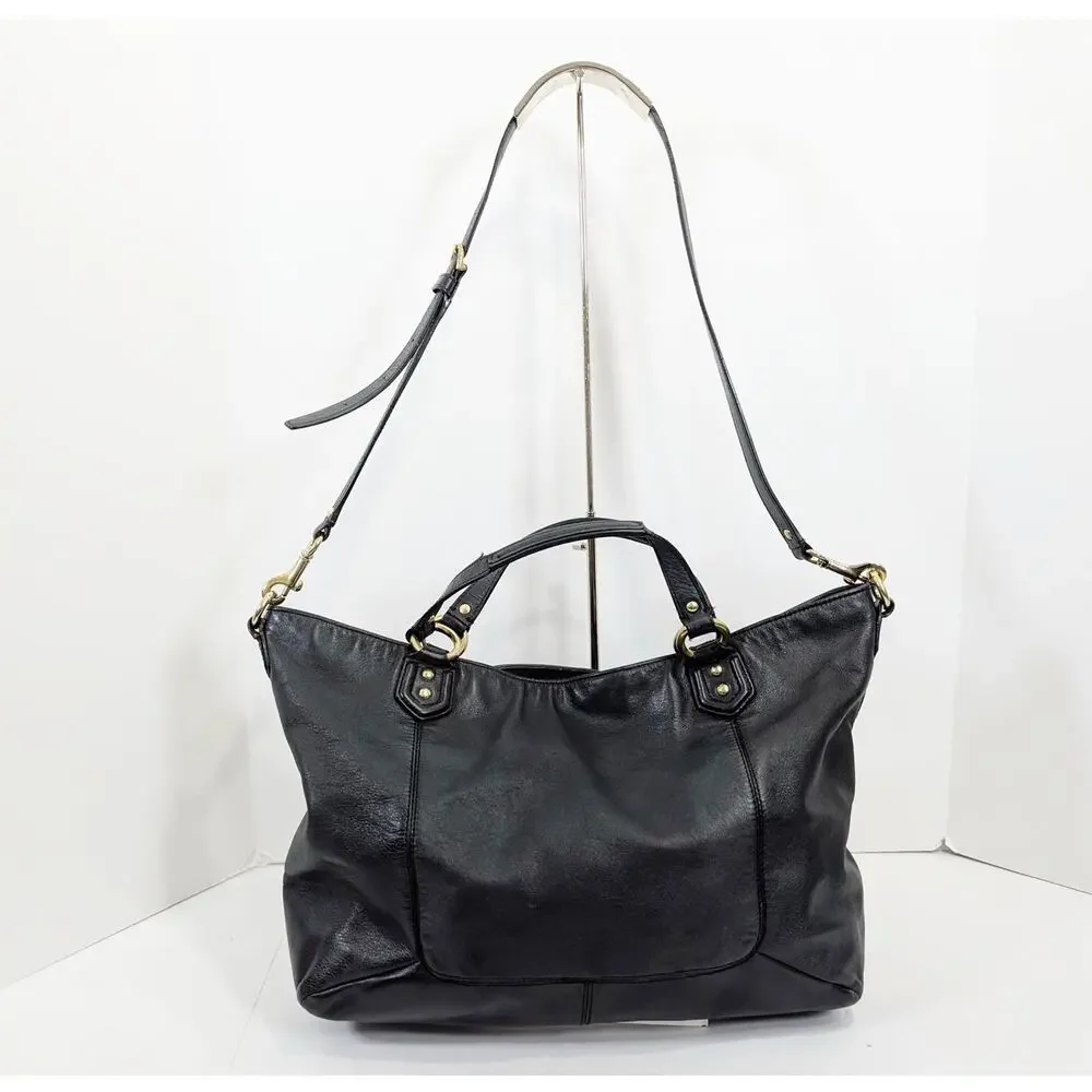 Coach Izzy Leather Carryall Satchel Bag Black Double Handle Purse F24683
